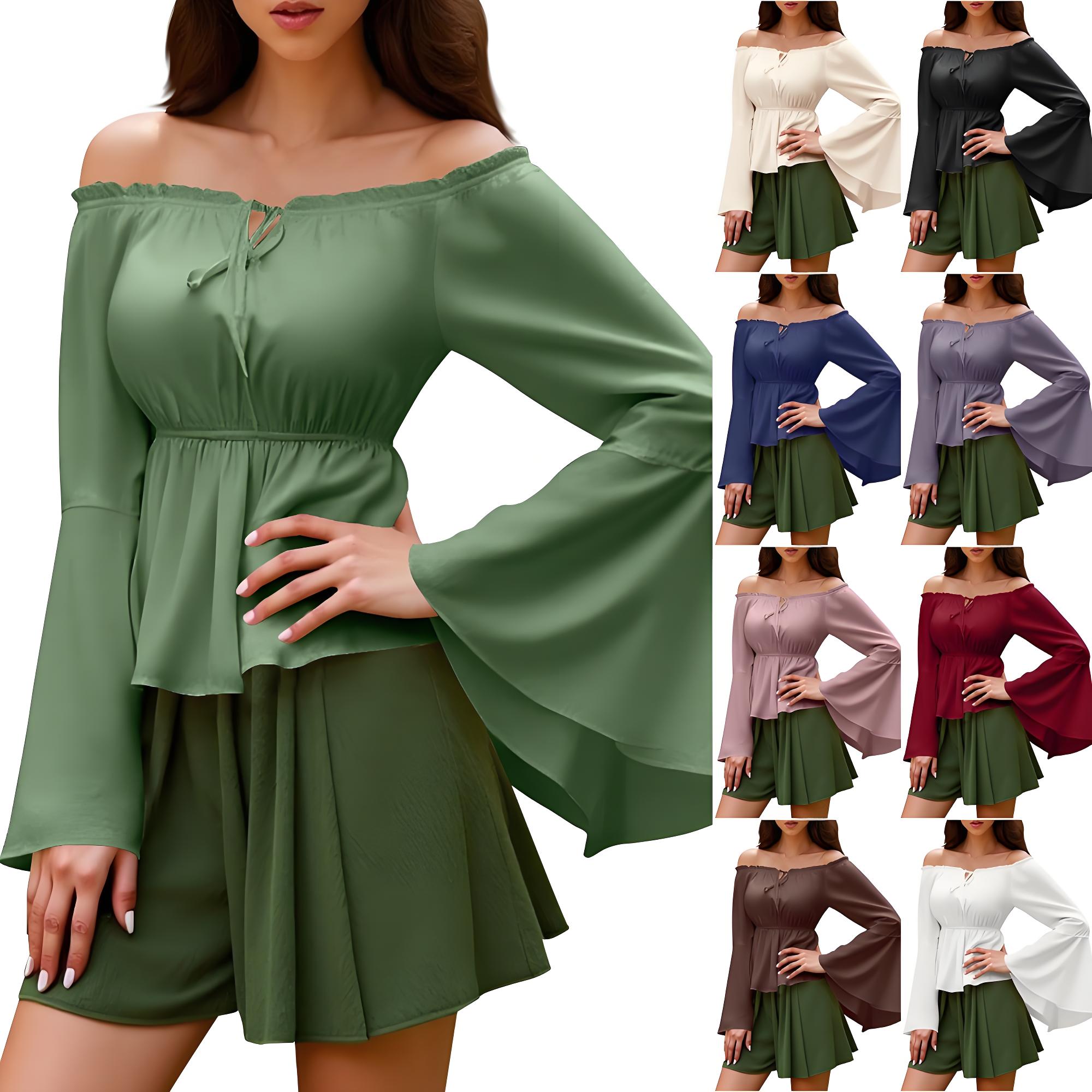Blouse Off Shoulder - Blusa renacentista campesina para mujer, camisa