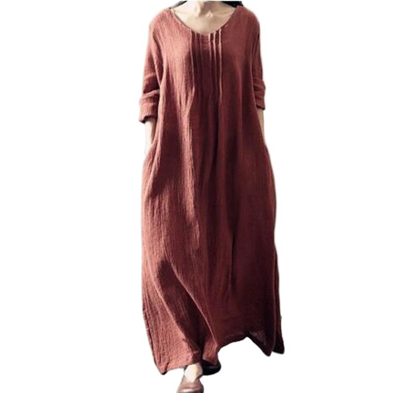 Linen Dress Wrap - 2025 algodón Lino Vintage Vestido completo