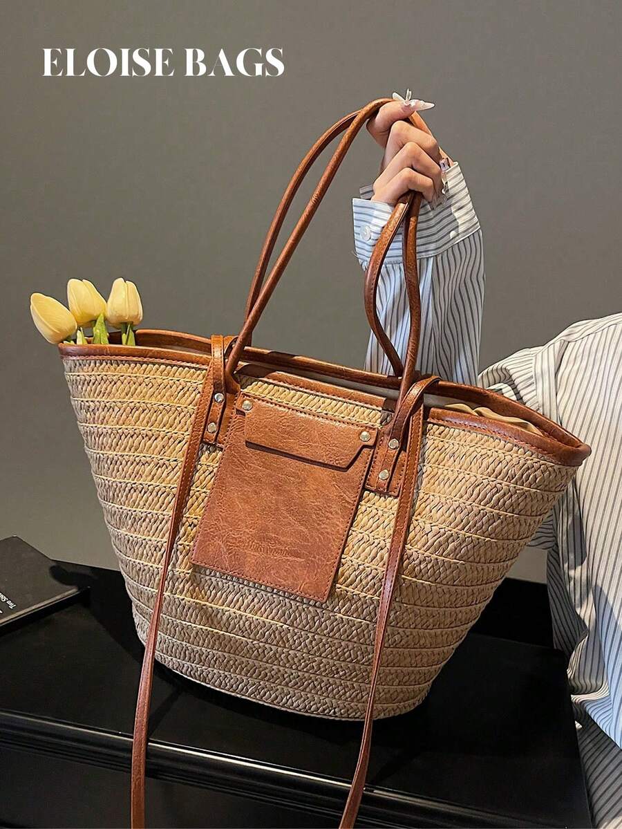 Tote Bag Beach - Bolso Tote Tejido de Gran Capacidad,