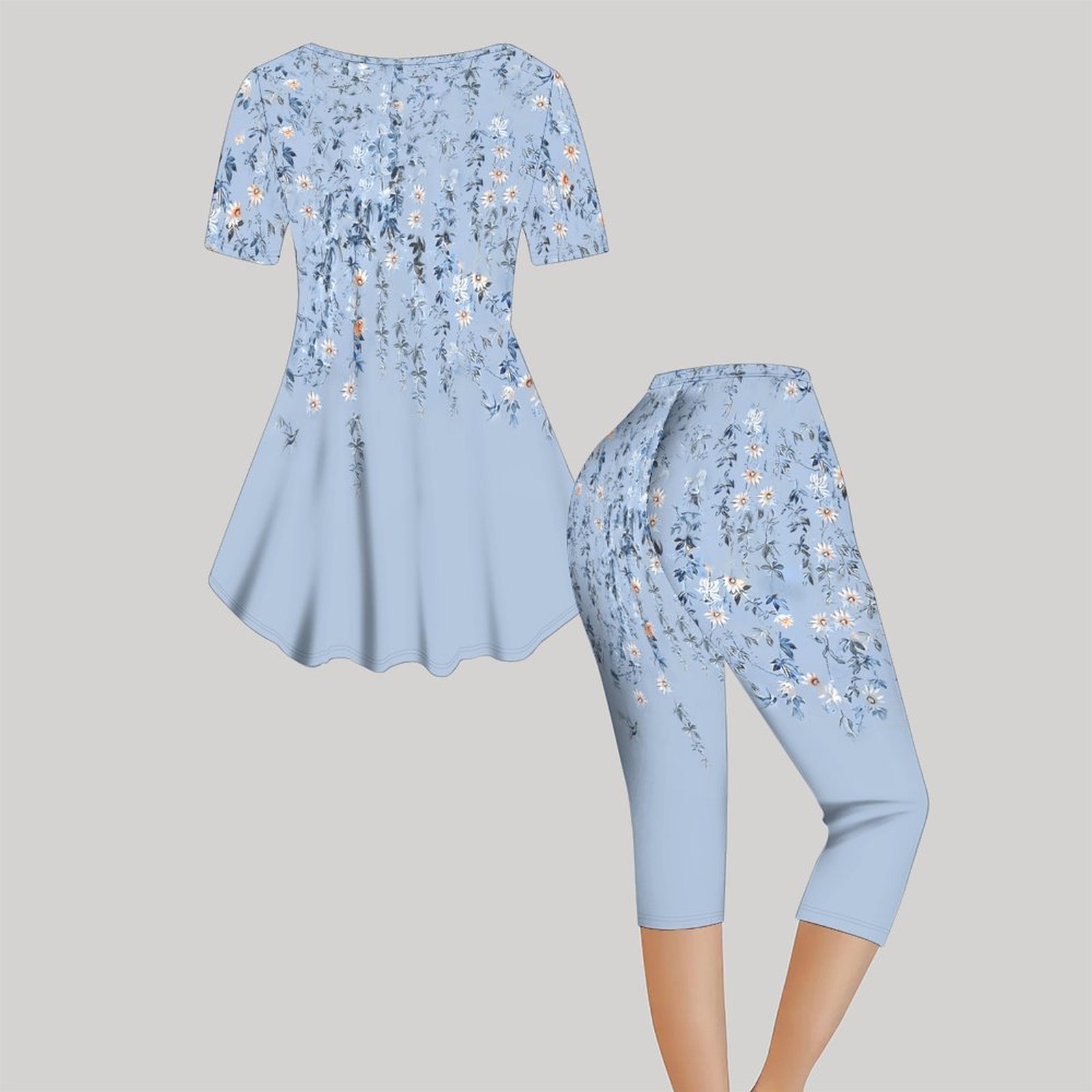 Conjunto de Dos Piezas con Est - Romper Floral Print reseña y precio