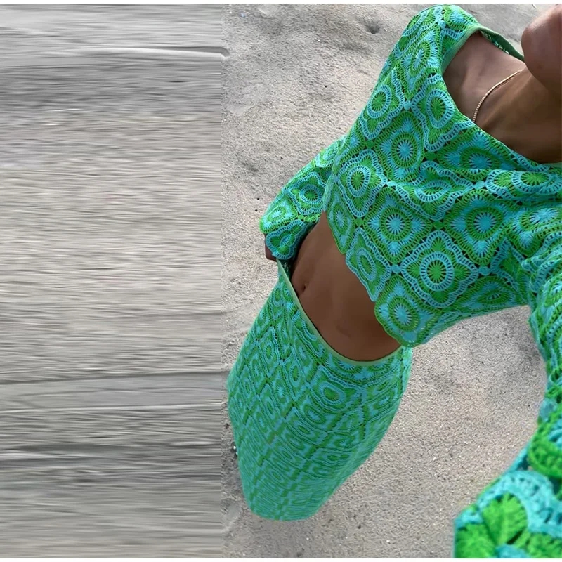 EINY-traje de falda calada de  - Crop Top Crochet reseña y precio