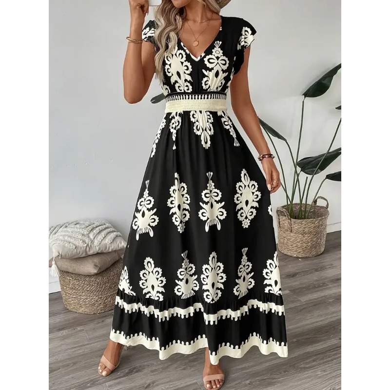 Vestido acampanado con cuello  - Romper Floral Print reseña y precio