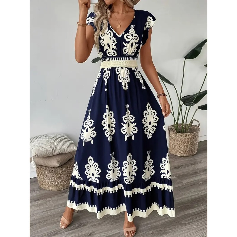 Vestido acampanado con cuello  - Romper Floral Print reseña y precio
